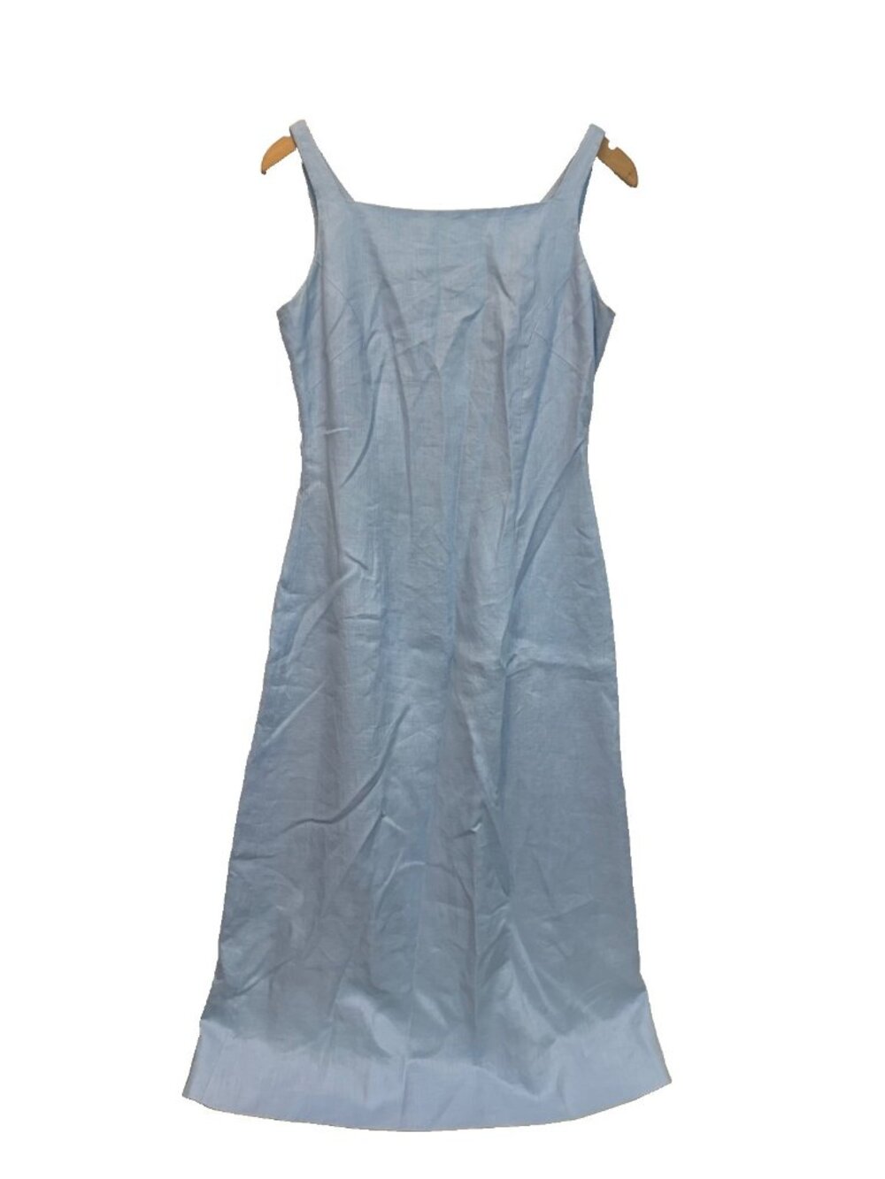 VTG Banana Republic Women's Square Neck Sheath Dress Size 4 Light Blue Linen